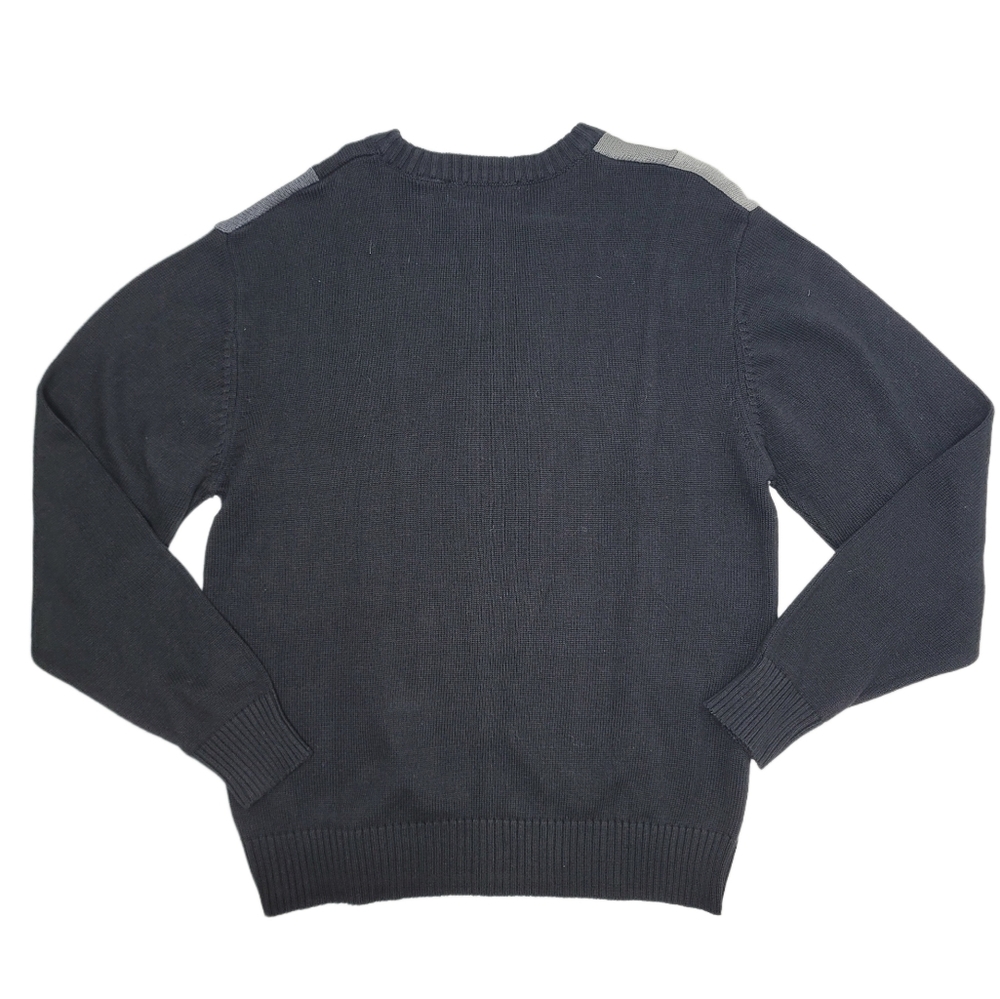 Oscar De La Renta color block gray scale and black cotton blend sweater size XL - Picture 3 of 4